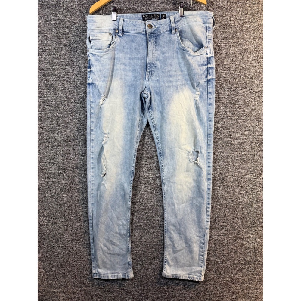 Southpole Flex The Movement Mens 38x34 Light Wash Distressed Slim Jeans Blue